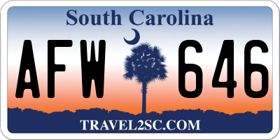 SC license plate AFW646