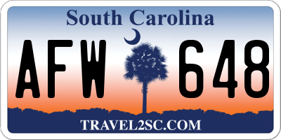 SC license plate AFW648