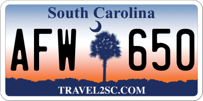 SC license plate AFW650