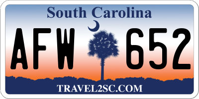 SC license plate AFW652