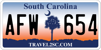 SC license plate AFW654