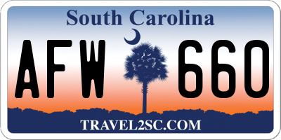 SC license plate AFW660