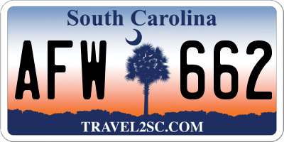 SC license plate AFW662