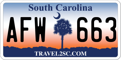 SC license plate AFW663