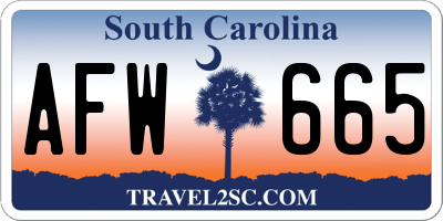 SC license plate AFW665