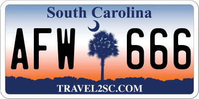SC license plate AFW666