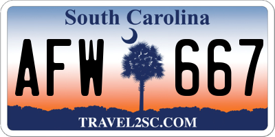 SC license plate AFW667