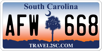 SC license plate AFW668