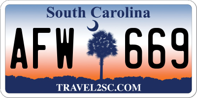 SC license plate AFW669