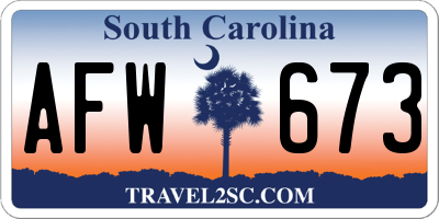 SC license plate AFW673