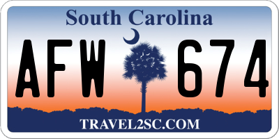 SC license plate AFW674