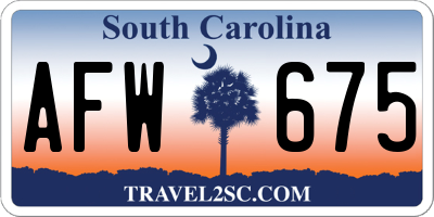 SC license plate AFW675
