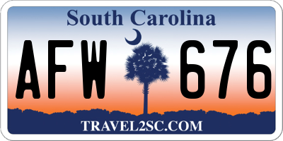 SC license plate AFW676