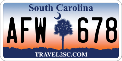 SC license plate AFW678