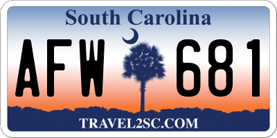 SC license plate AFW681