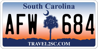 SC license plate AFW684