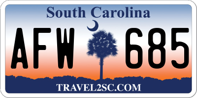 SC license plate AFW685