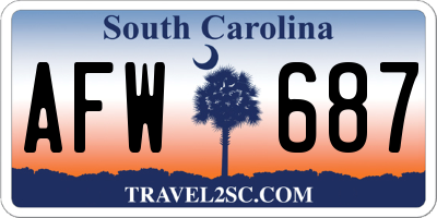 SC license plate AFW687