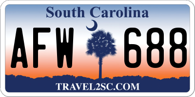 SC license plate AFW688