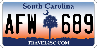 SC license plate AFW689
