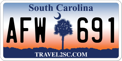 SC license plate AFW691