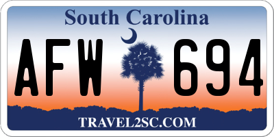 SC license plate AFW694