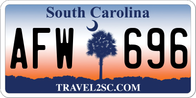 SC license plate AFW696