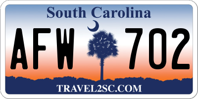 SC license plate AFW702