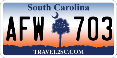 SC license plate AFW703