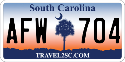 SC license plate AFW704