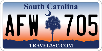 SC license plate AFW705