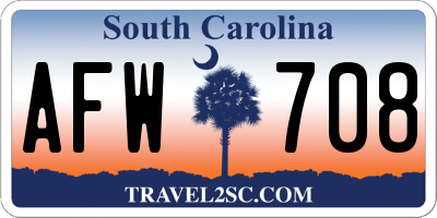 SC license plate AFW708