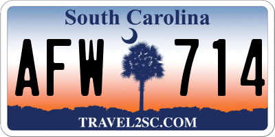 SC license plate AFW714