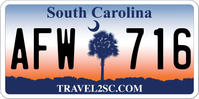 SC license plate AFW716