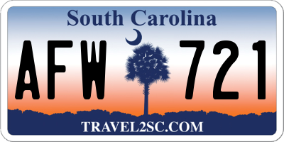 SC license plate AFW721