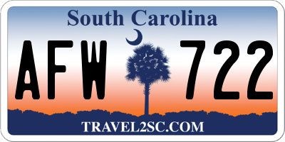 SC license plate AFW722