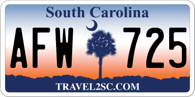 SC license plate AFW725
