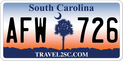 SC license plate AFW726