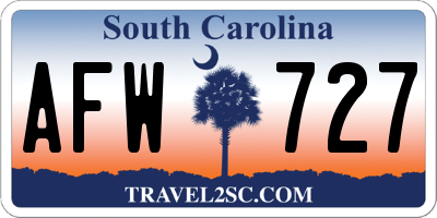 SC license plate AFW727