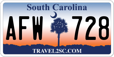 SC license plate AFW728