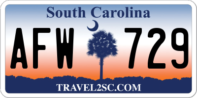 SC license plate AFW729