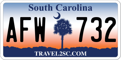 SC license plate AFW732