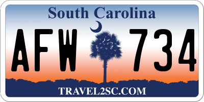 SC license plate AFW734