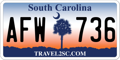 SC license plate AFW736