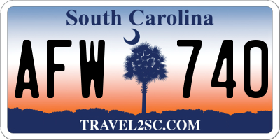 SC license plate AFW740