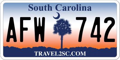 SC license plate AFW742