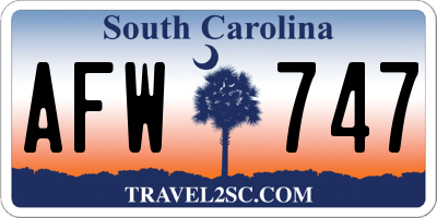 SC license plate AFW747