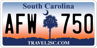SC license plate AFW750