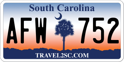 SC license plate AFW752
