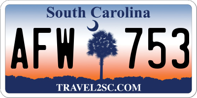 SC license plate AFW753